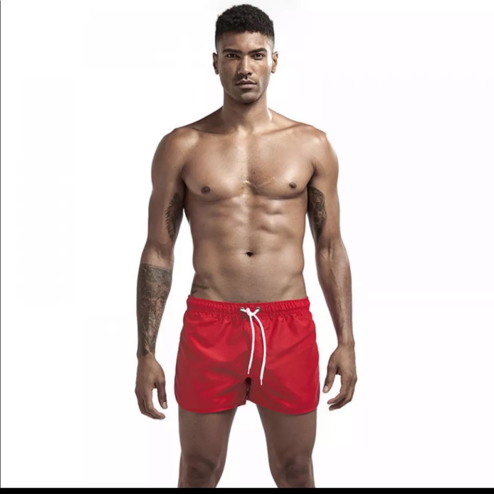 *Men’s Red Quick Dry Short Swim Trunks (Small)